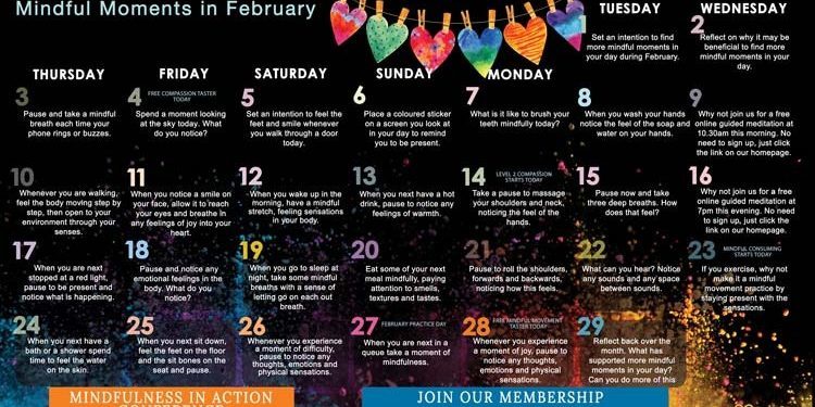 Free February Mindfulness Calendar