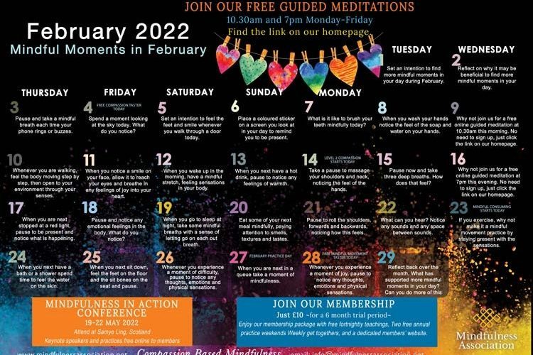 Free February Mindfulness Calendar