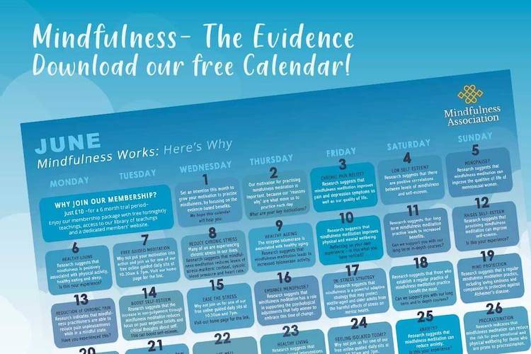 Free June Mindfulness Calendar