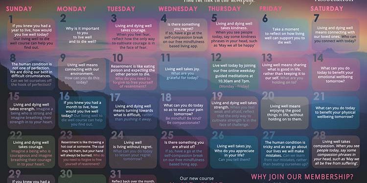 MAY LIVE WELL TO DIE WELL MINDFULNESS CALENDAR 2022