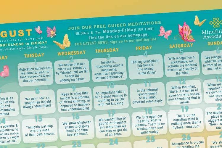August Mindfulness Calendar
