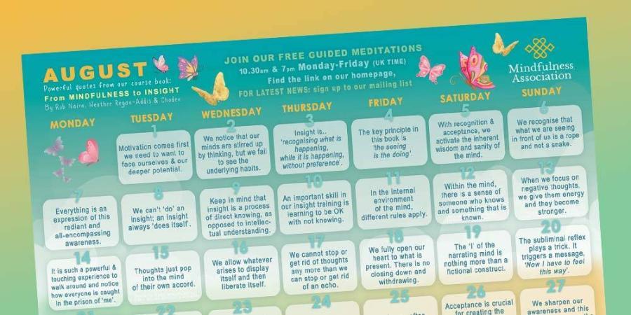 August Mindfulness Calendar