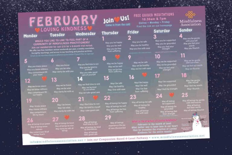 Free February 2024 Mindfulness Calendar