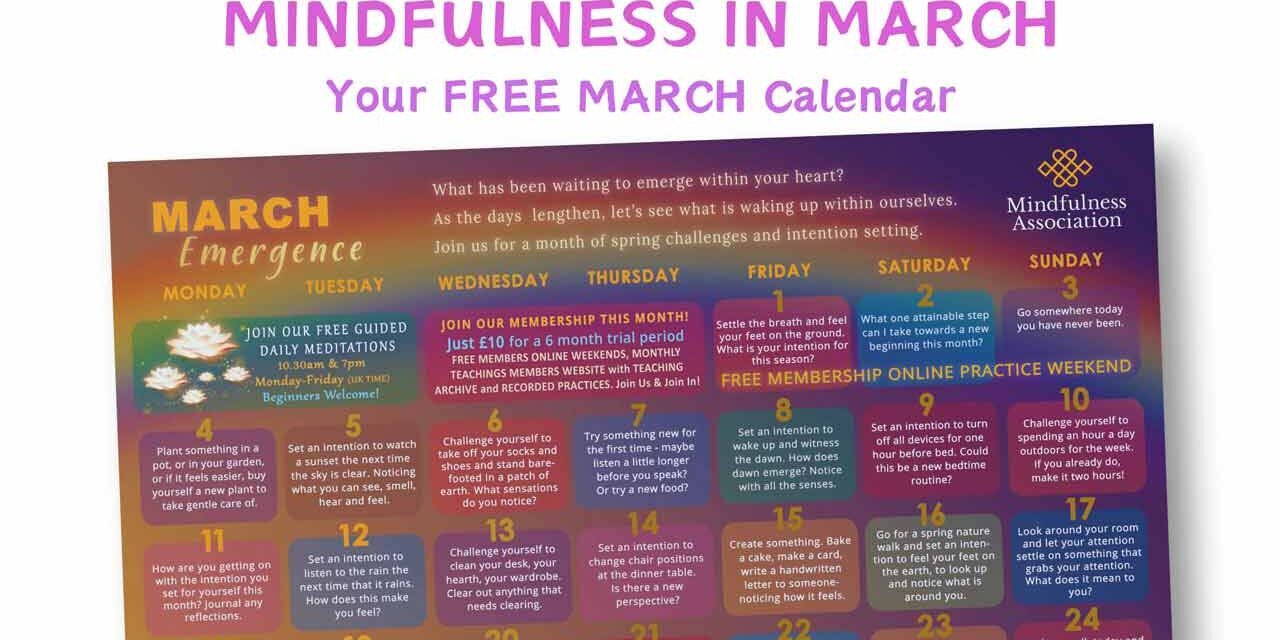 Free March 2024 Mindfulness Calendar