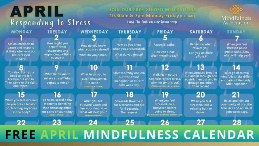 Free April 2024 Mindfulness Calendar Free April 2024 Mindfulness Calendar