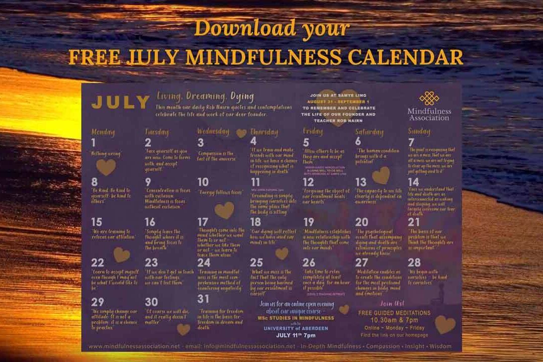 Mindfulness Calendars Mindfulness Association