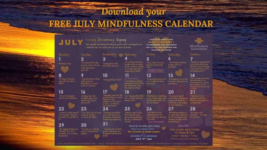 Free July 2024 Mindfulness Calendar
