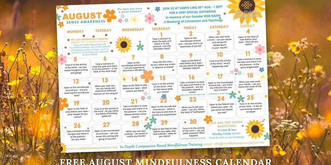 Free August 2024 Mindfulness Calendar