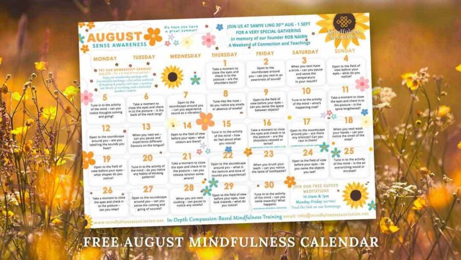 Free August 2024 Mindfulness Calendar