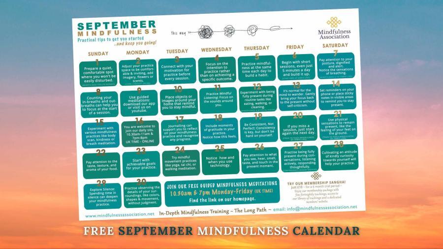 Free September 2024 Mindfulness Calendar