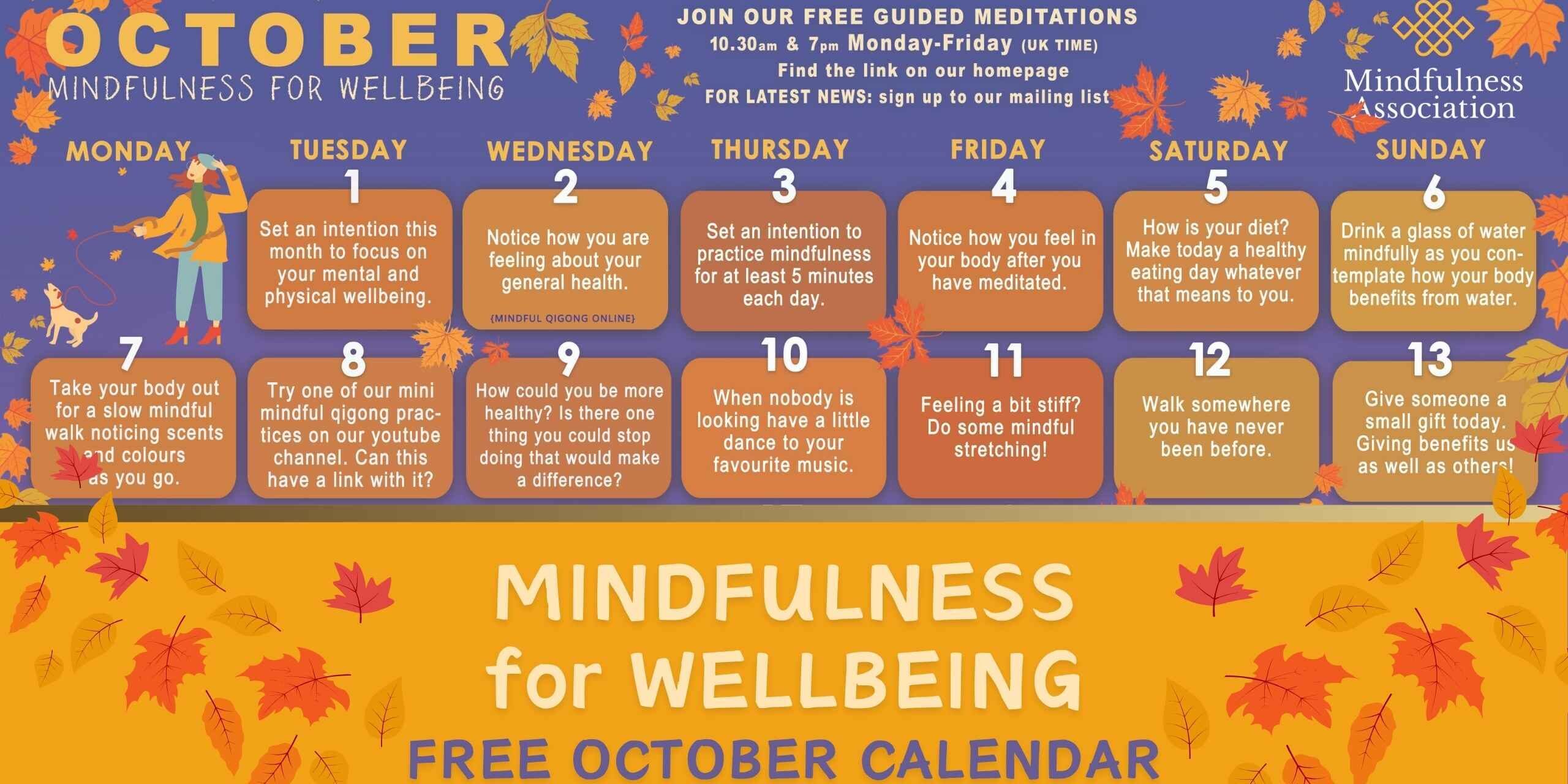 Free October 2024 Mindfulness Calendar Free October 2024 Mindfulness Calendar