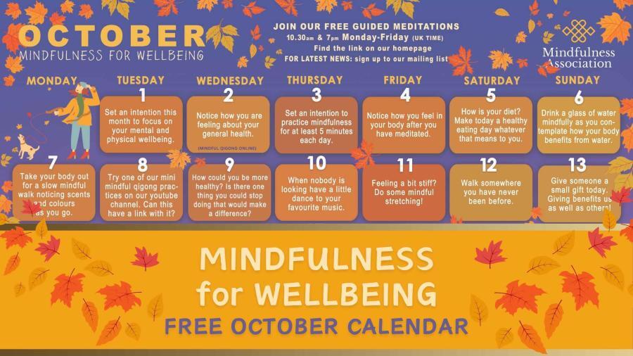 Free October 2024 Mindfulness Calendar Free October 2024 Mindfulness Calendar