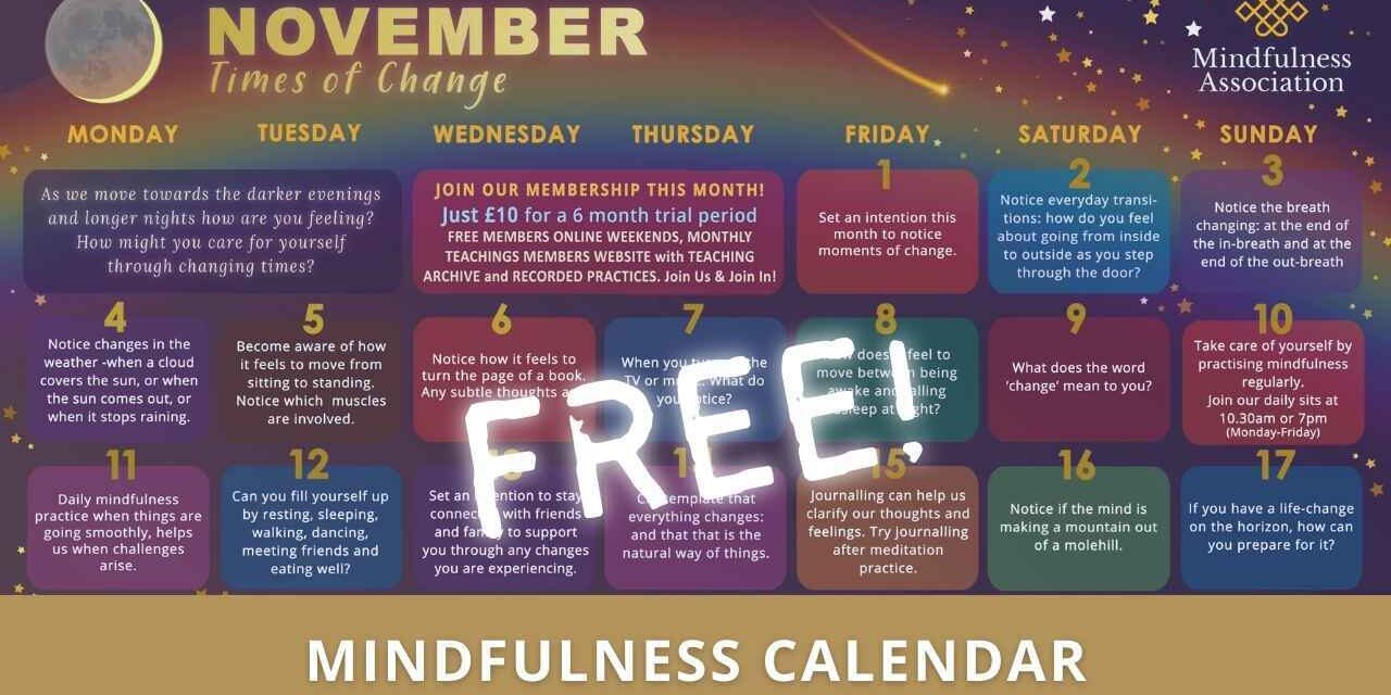 Free November 2024 Mindfulness Calendar