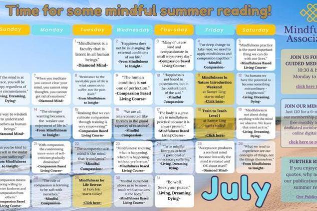 July Mindfulness Calendar