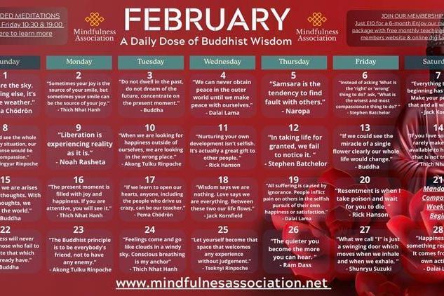 February Mindfulness Calendar