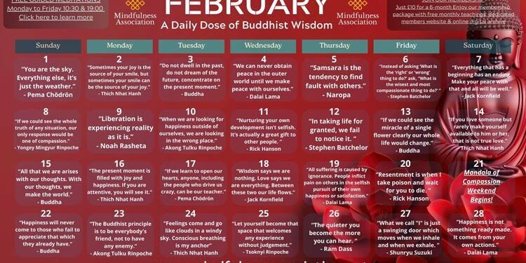 February Mindfulness Calendar