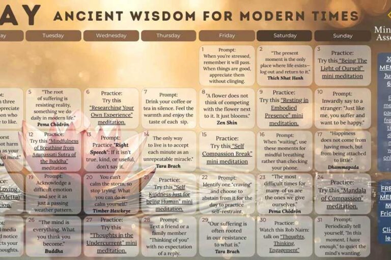 May 2026 Mindfulness Calendar