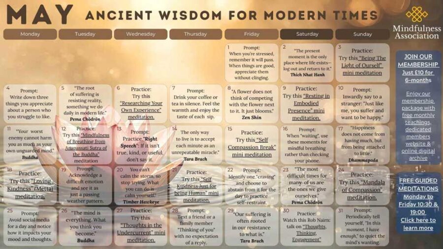 May 2026 Mindfulness Calendar