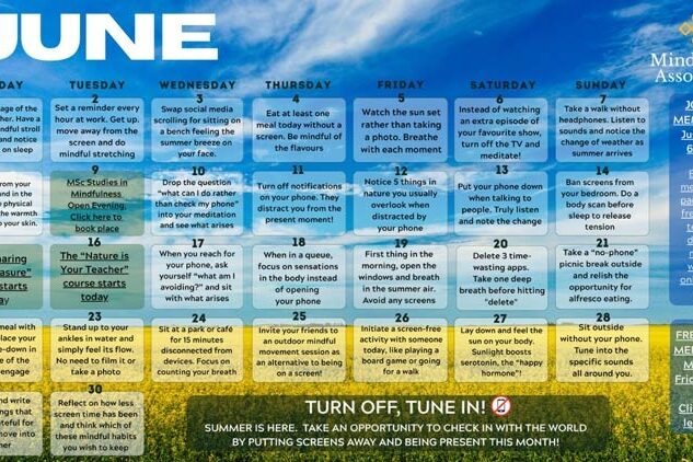 Mindfulness Calendar June 2026