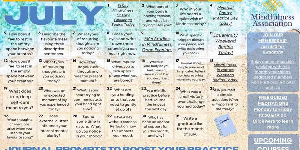 July Mindfulness Calendar 2026