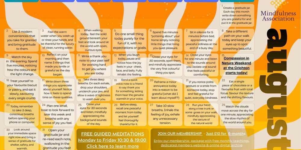 August 2026 Free Mindfulness Calendar