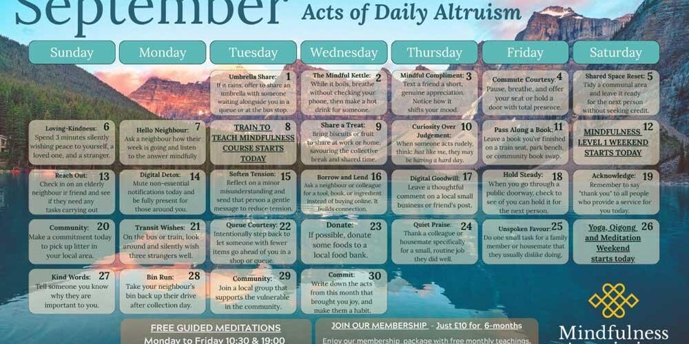 September 2026 Mindfulness Calendar September 2026 Mindfulness Calendar