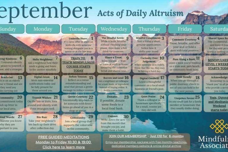 September 2026 Mindfulness Calendar