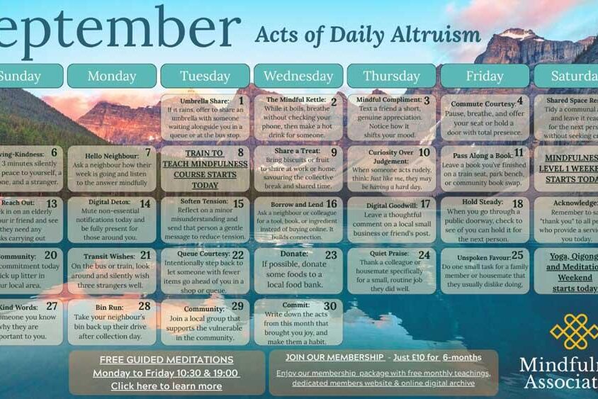 September 2026 Mindfulness Calendar