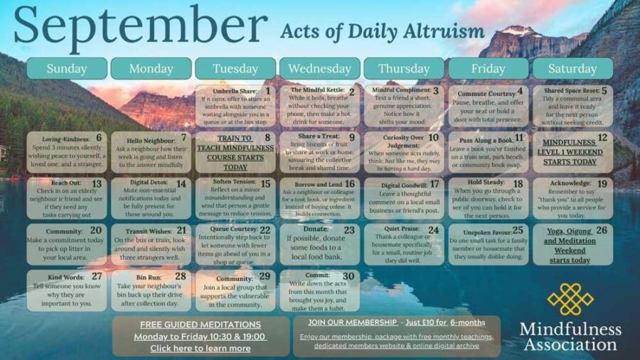 September 2026 Mindfulness Calendar