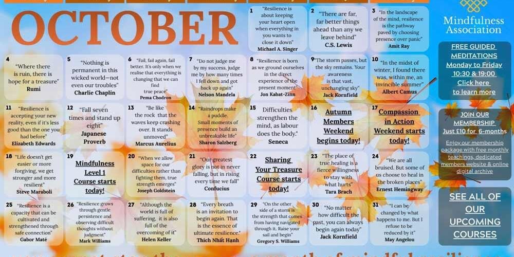 October Mindfulness Calendar 2026 v